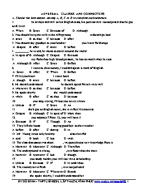 Bài tập Adverbial clauses and connectors